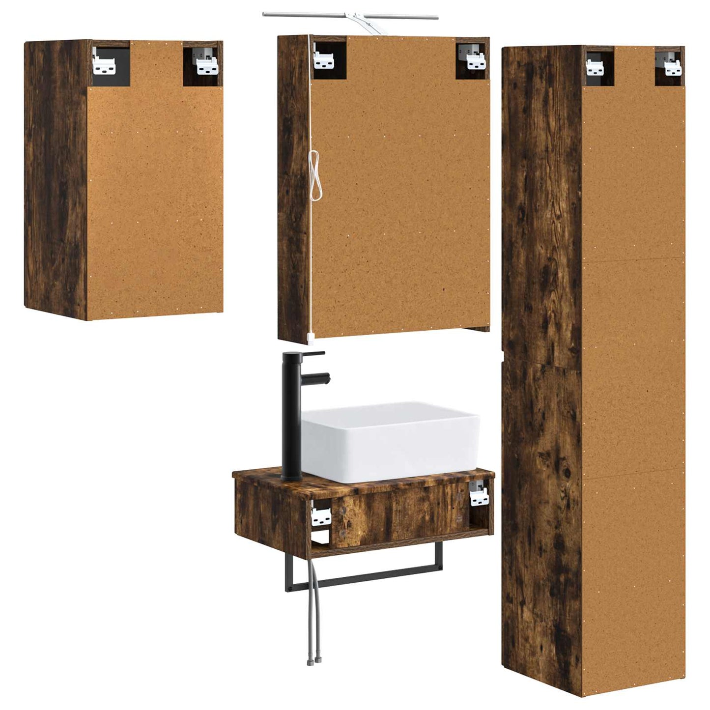 vidaXL Bathroom Furniture Set 5 pcs Smoked Oak