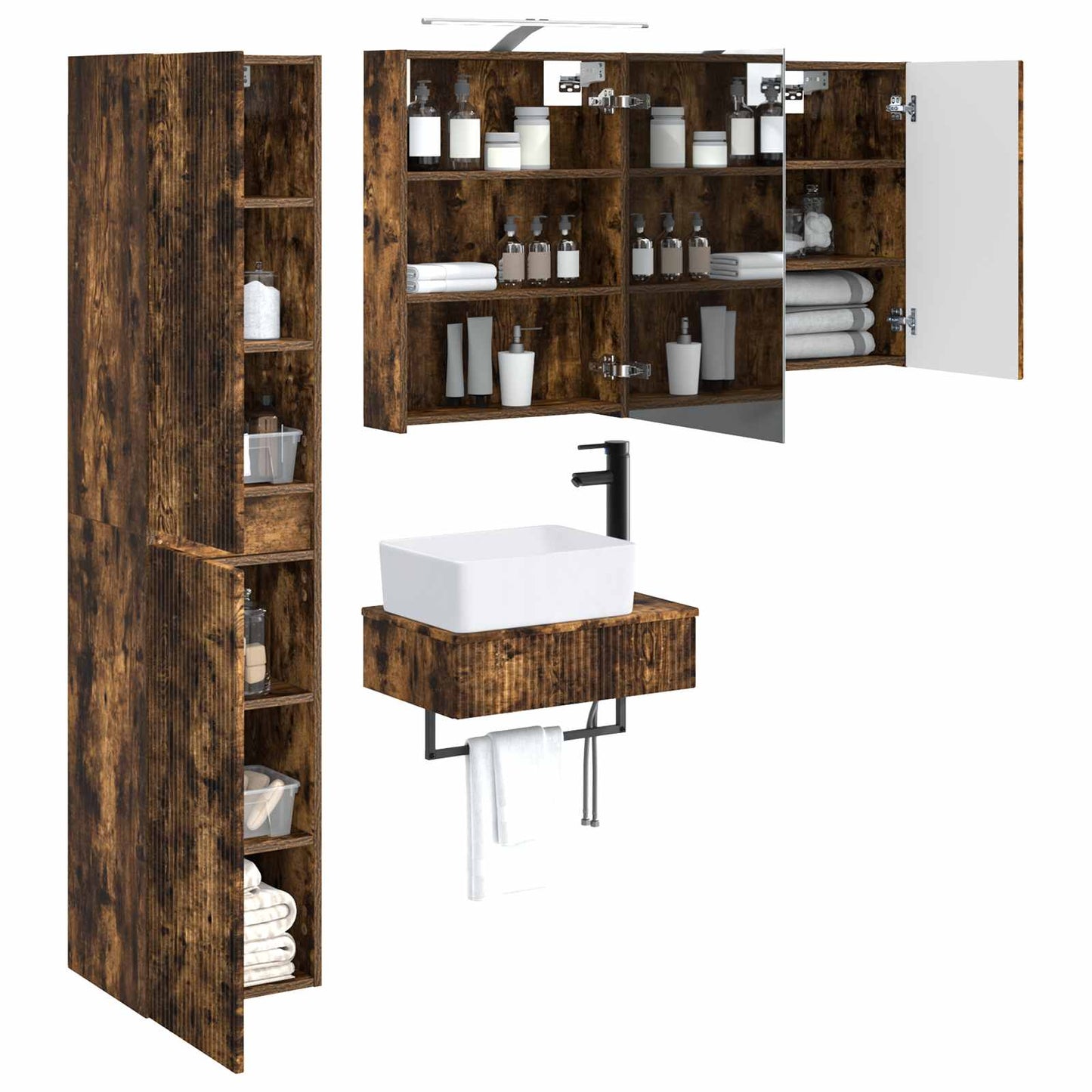 vidaXL Bathroom Furniture Set 5 pcs Smoked Oak