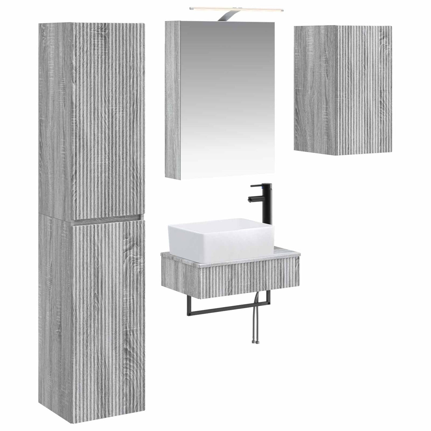 vidaXL Bathroom Furniture Set 5 pcs Grey Sonoma