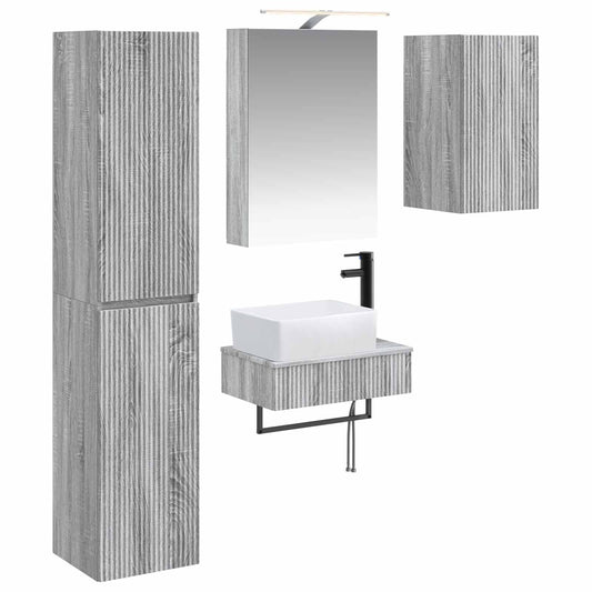 vidaXL Bathroom Furniture Set 5 pcs Grey Sonoma