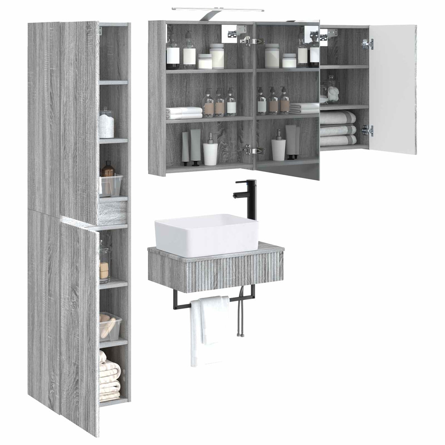 vidaXL Bathroom Furniture Set 5 pcs Grey Sonoma