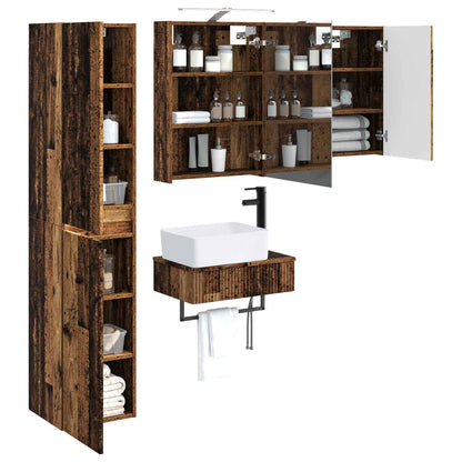 vidaXL Bathroom Furniture Set 5 pcs Old Wood Engineered Wood and Glass