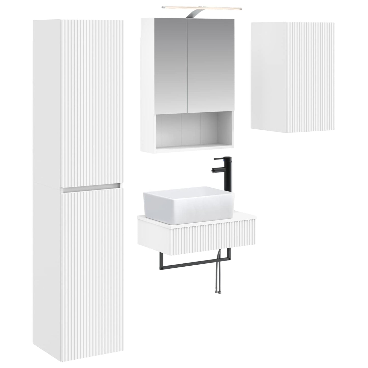 vidaXL Bathroom Furniture Set 5 pcs White Engineered Wood and Glass
