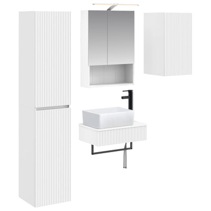 vidaXL Bathroom Furniture Set 5 pcs White Engineered Wood and Glass