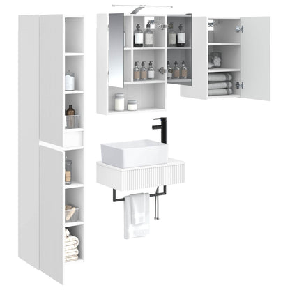 vidaXL Bathroom Furniture Set 5 pcs White Engineered Wood and Glass