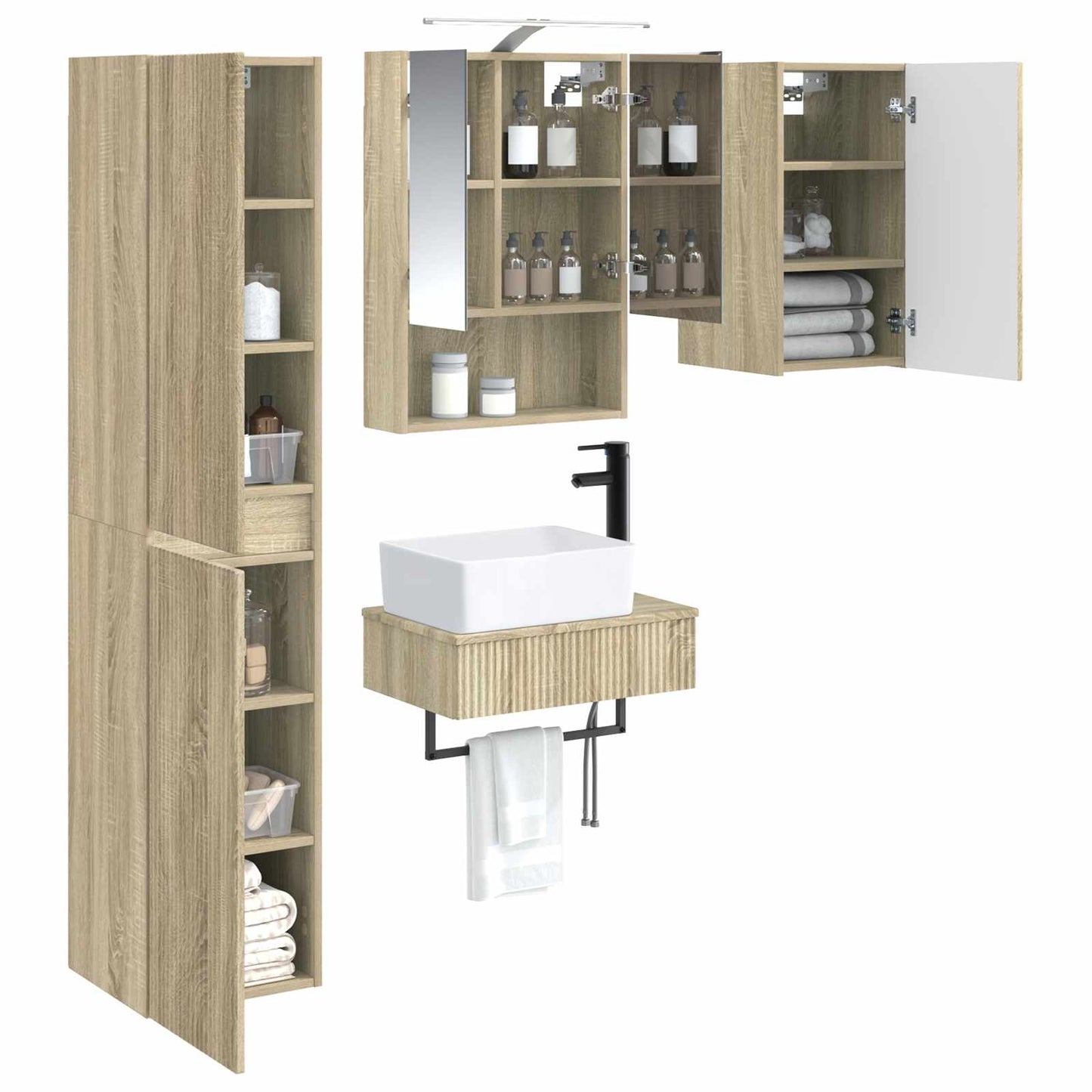 vidaXL Bathroom Furniture Set 5 pcs Sonoma Oak