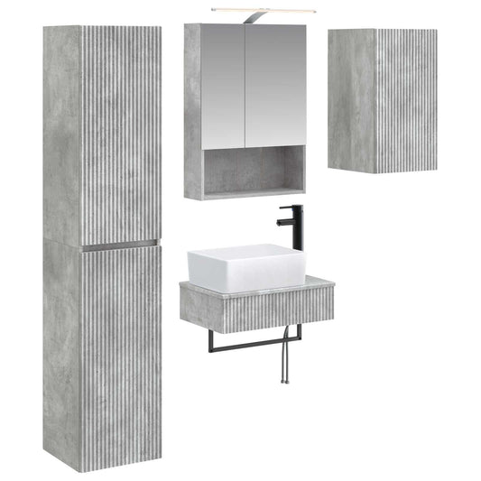 vidaXL Bathroom Furniture Set 5 pcs Concrete Grey