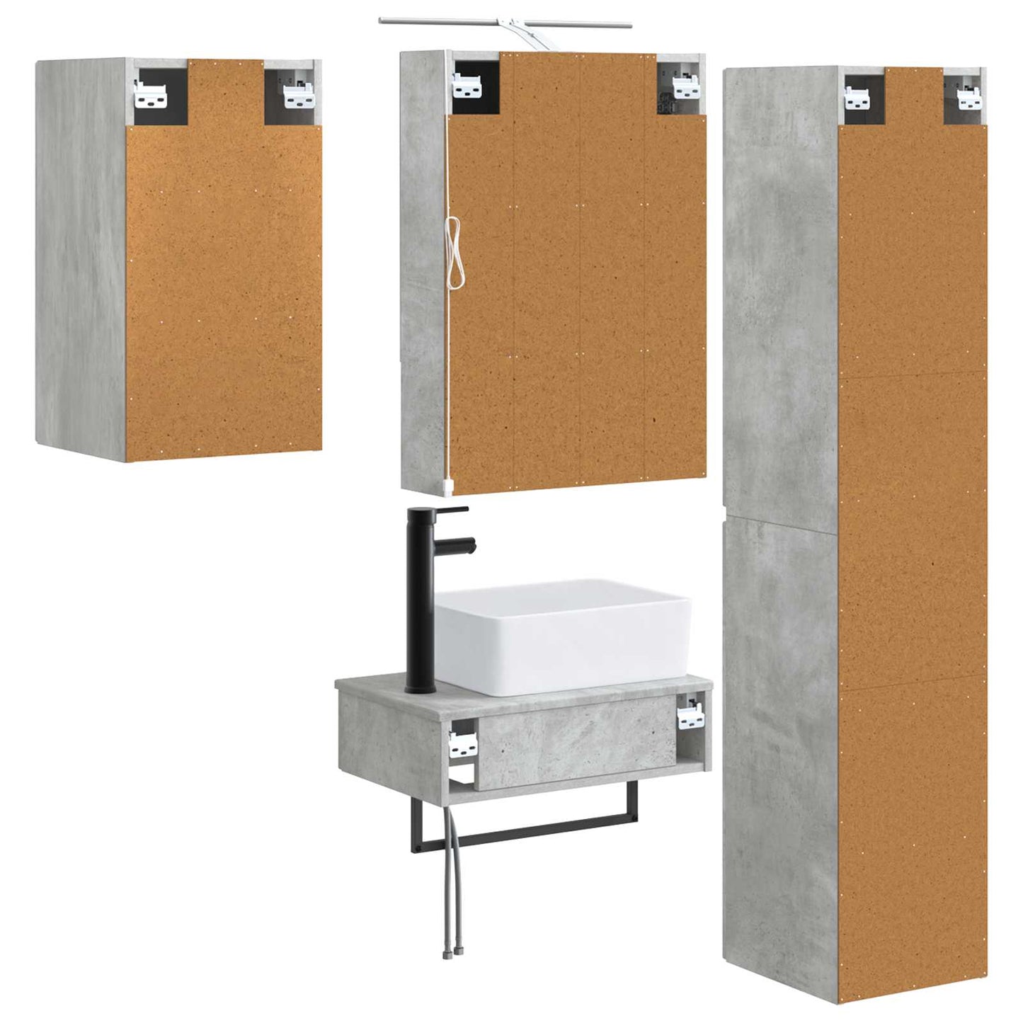 vidaXL Bathroom Furniture Set 5 pcs Concrete Grey