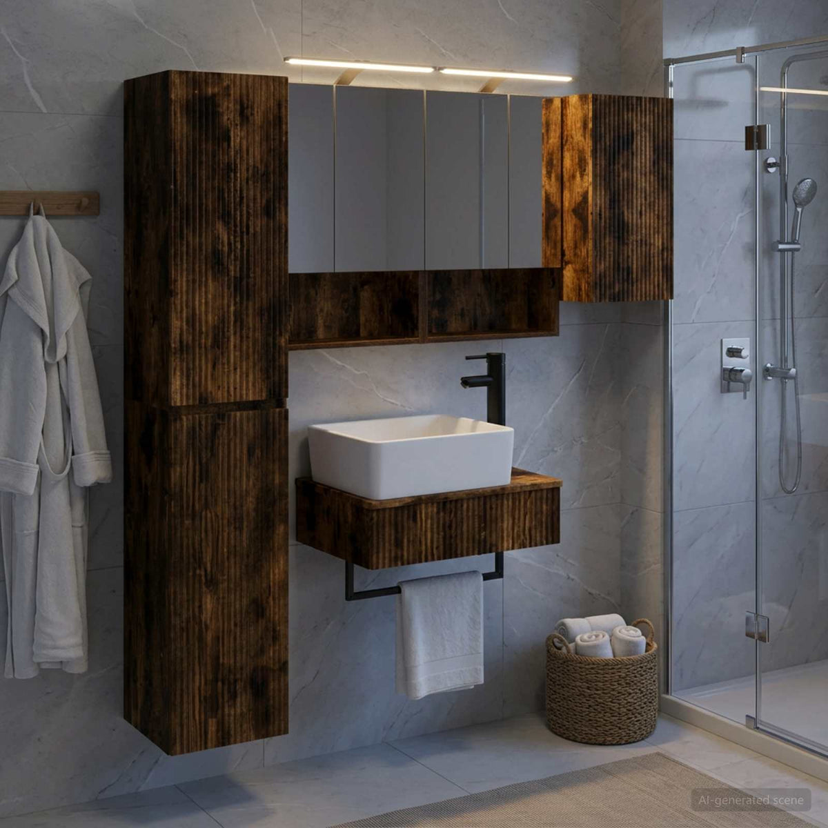 vidaXL Bathroom Furniture Set 5 pcs Smoked Oak