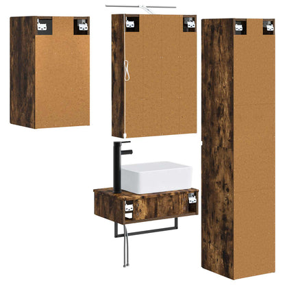 vidaXL Bathroom Furniture Set 5 pcs Smoked Oak