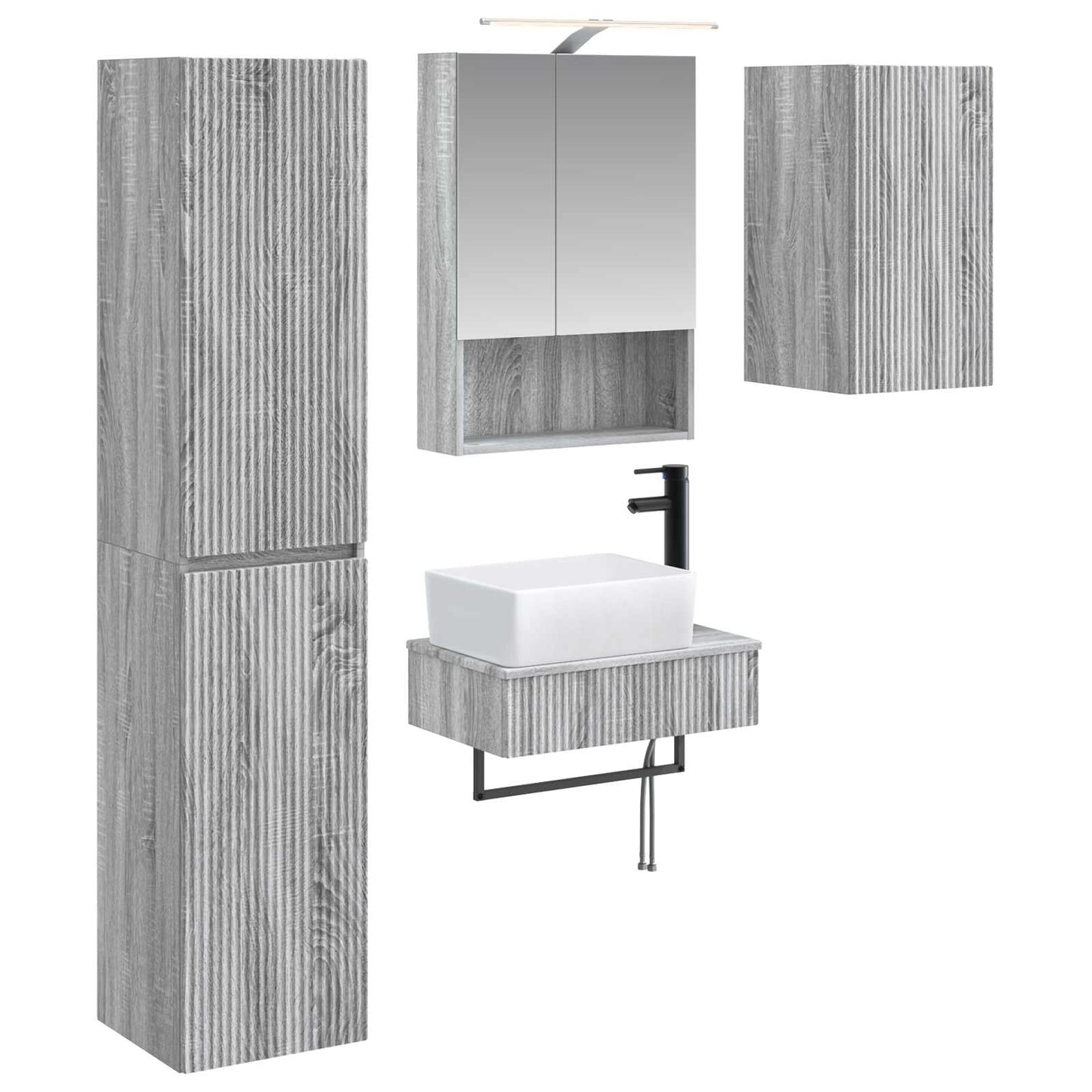 vidaXL Bathroom Furniture Set 5 pcs Grey Sonoma