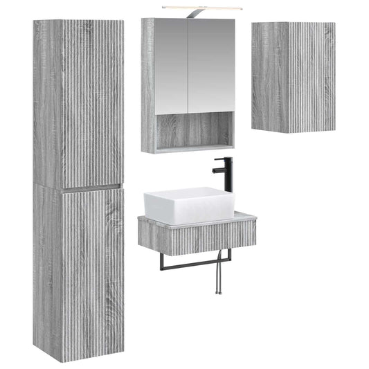 vidaXL Bathroom Furniture Set 5 pcs Grey Sonoma
