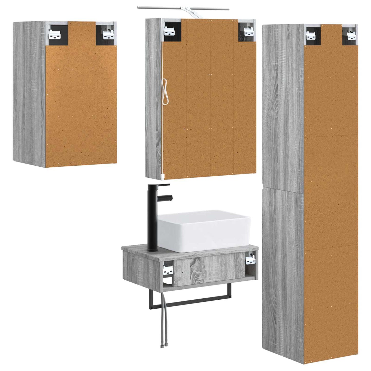 vidaXL Bathroom Furniture Set 5 pcs Grey Sonoma