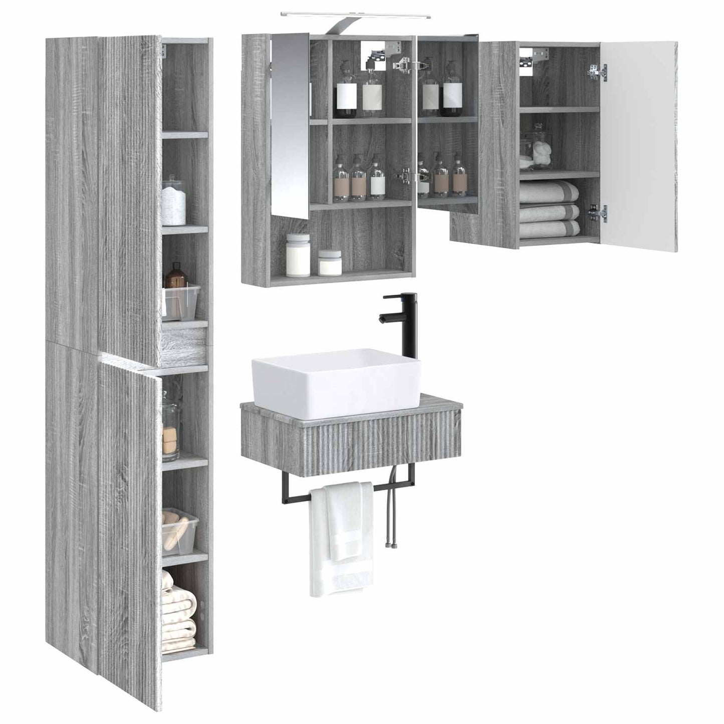 vidaXL Bathroom Furniture Set 5 pcs Grey Sonoma