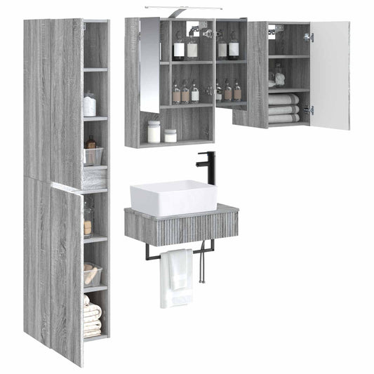 vidaXL Bathroom Furniture Set 5 pcs Grey Sonoma