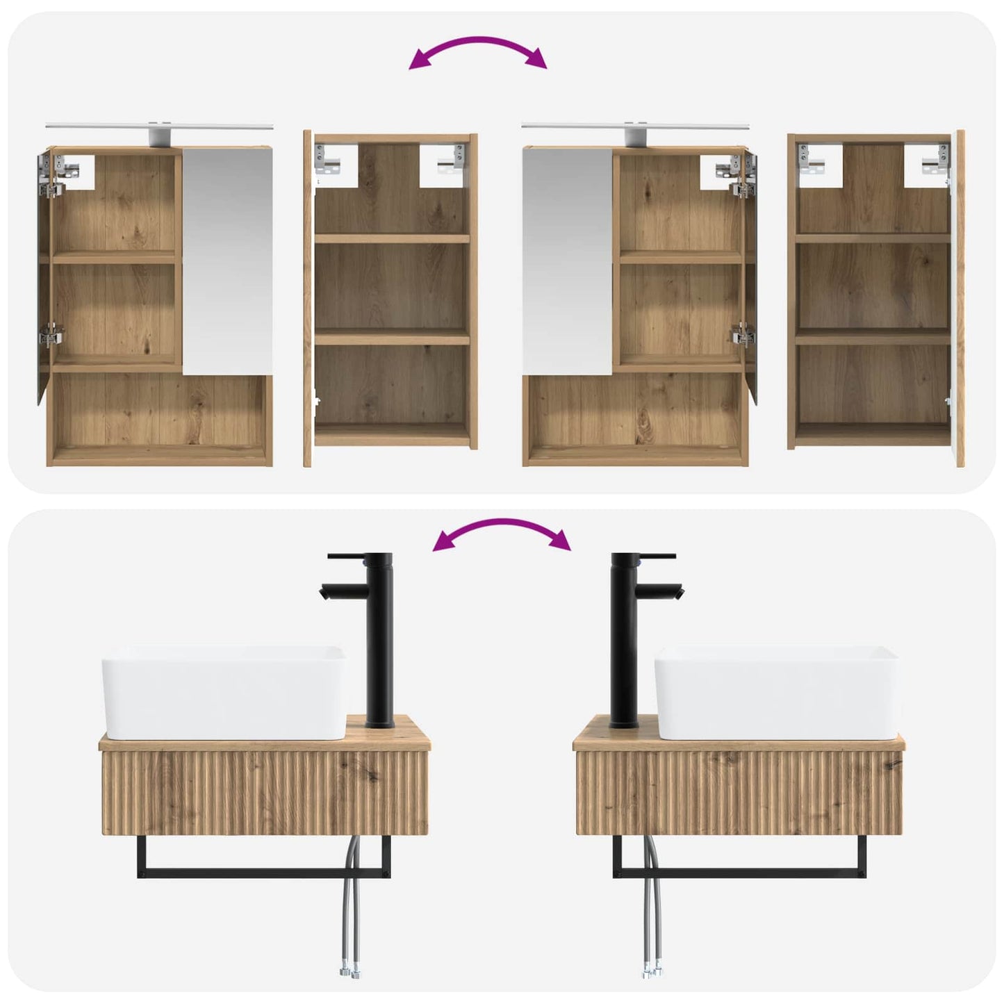 vidaXL Bathroom Furniture Set 5 pcs Artisan Oak
