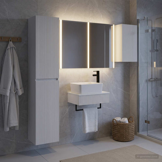 vidaXL Bathroom Furniture Set 5 pcs White Engineered Wood and Glass