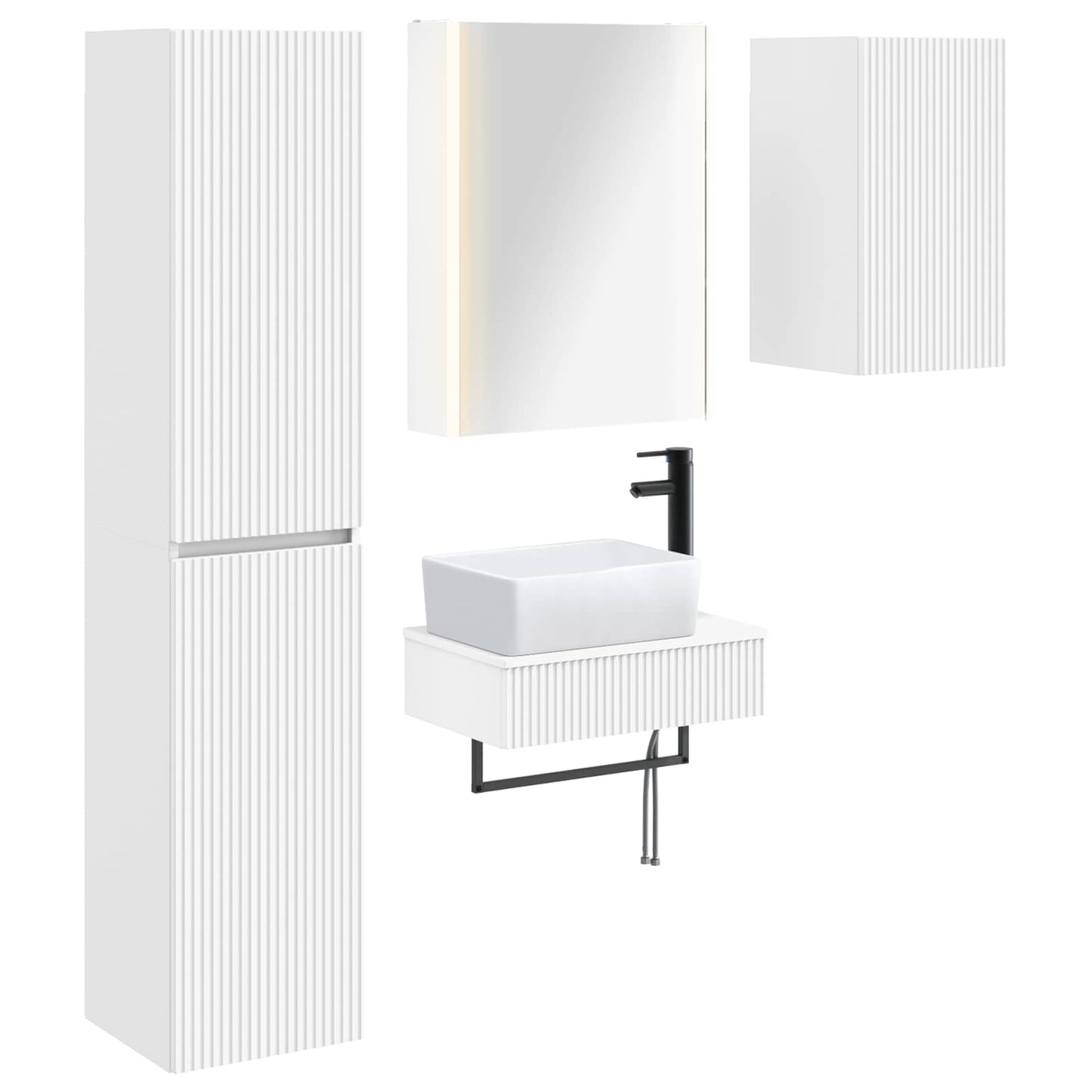 vidaXL Bathroom Furniture Set 5 pcs White Engineered Wood and Glass