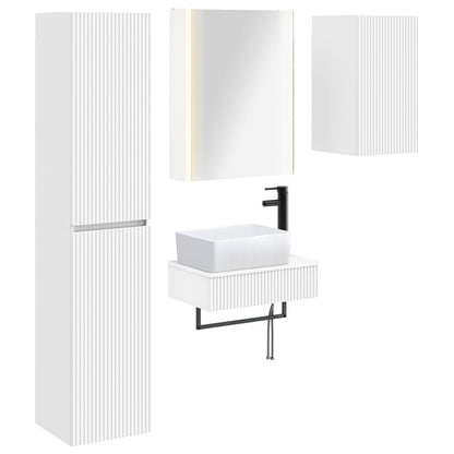 vidaXL Bathroom Furniture Set 5 pcs White Engineered Wood and Glass