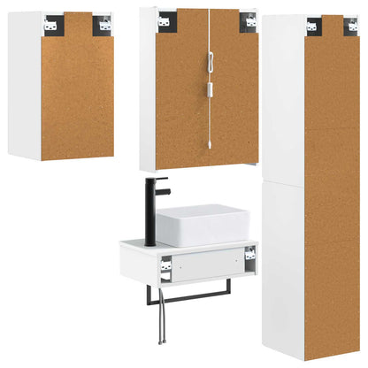vidaXL Bathroom Furniture Set 5 pcs White Engineered Wood and Glass
