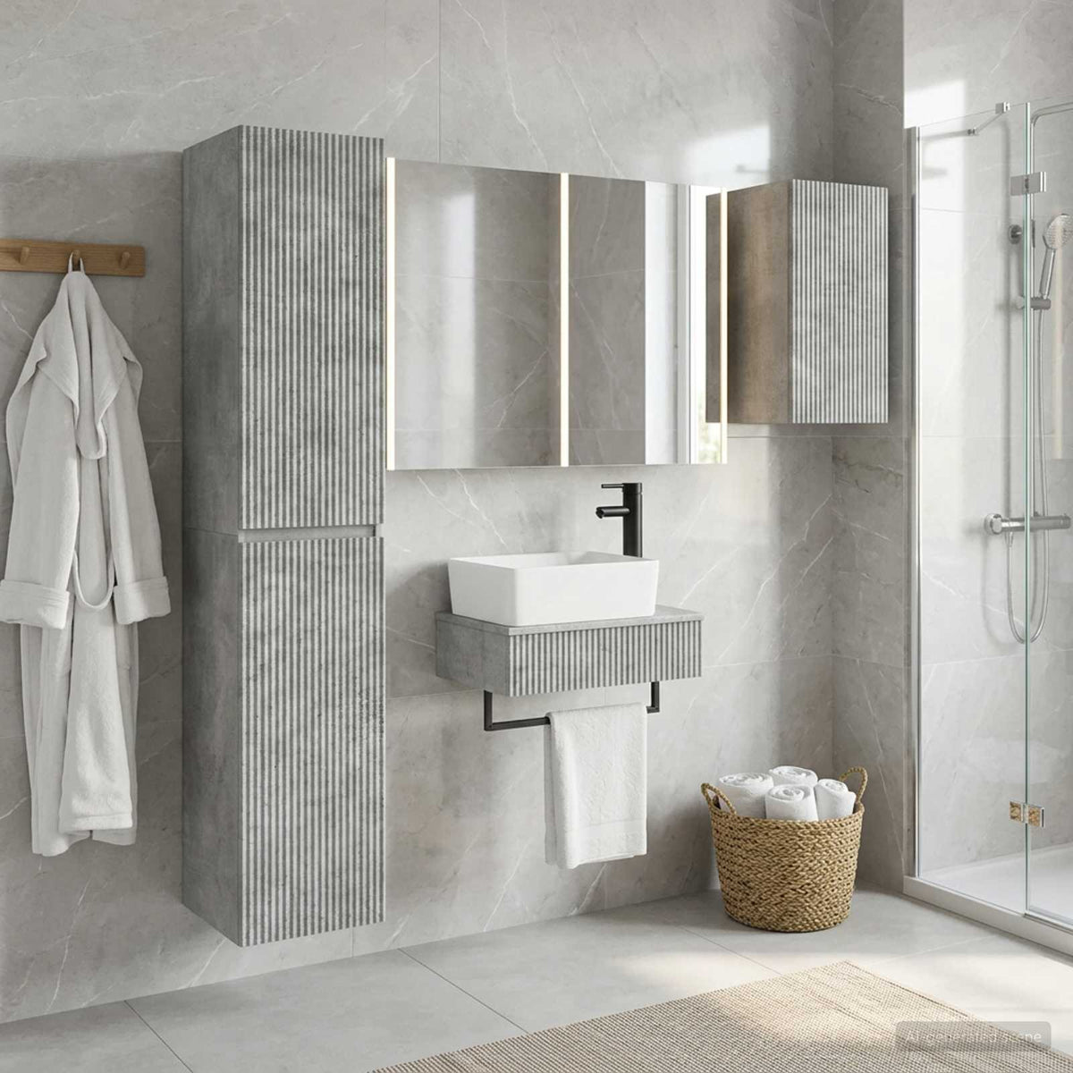 vidaXL Bathroom Furniture Set 5 pcs Concrete Grey