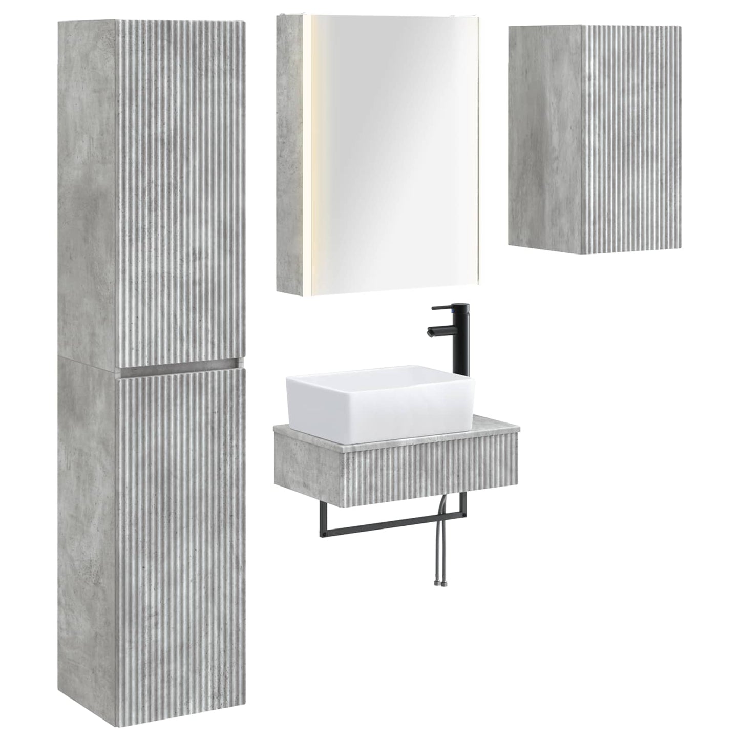 vidaXL Bathroom Furniture Set 5 pcs Concrete Grey
