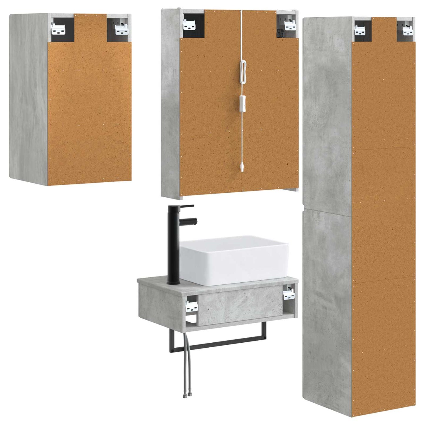 vidaXL Bathroom Furniture Set 5 pcs Concrete Grey