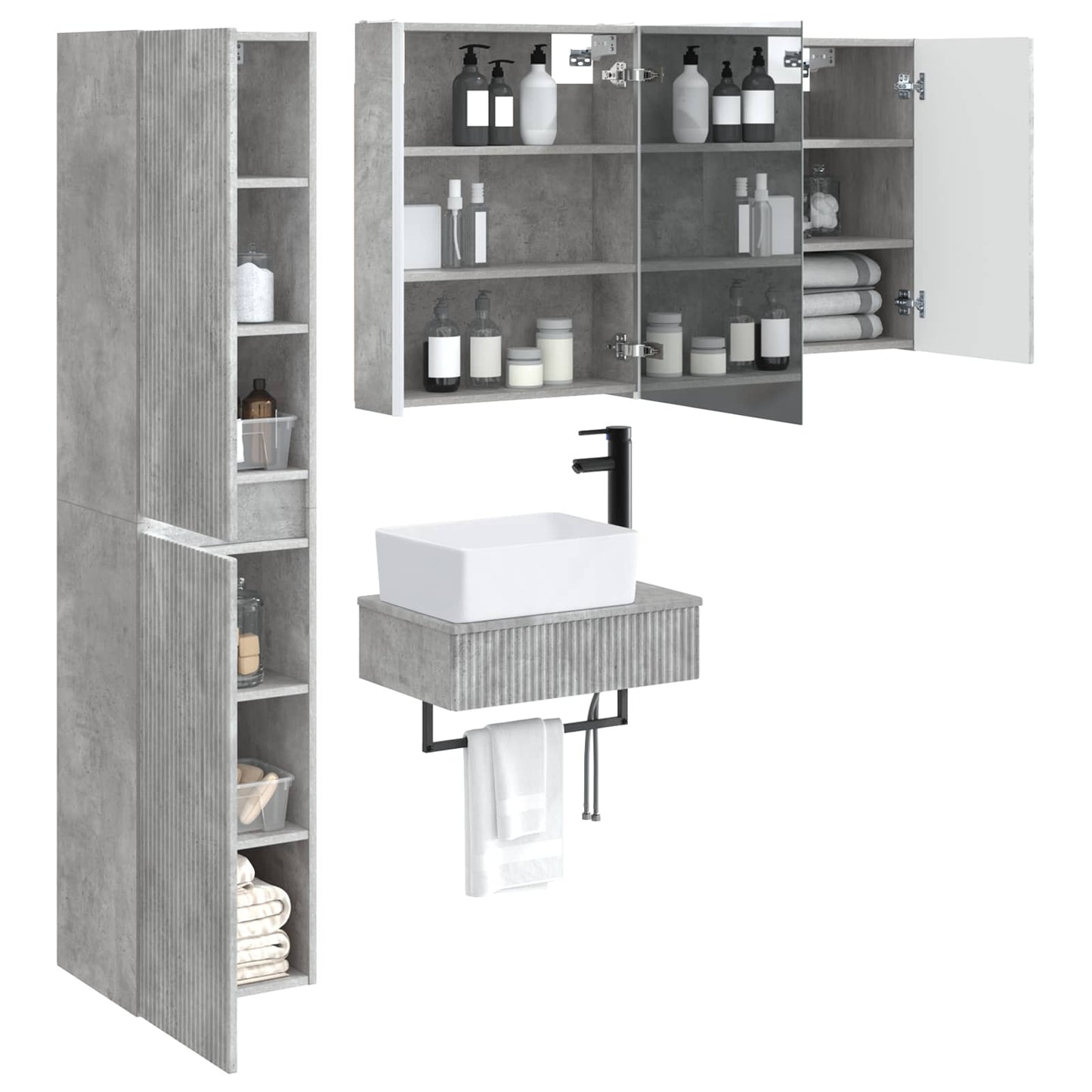 vidaXL Bathroom Furniture Set 5 pcs Concrete Grey
