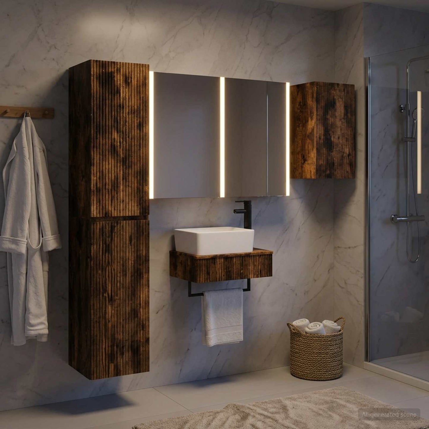 vidaXL Bathroom Furniture Set 5 pcs Smoked Oak