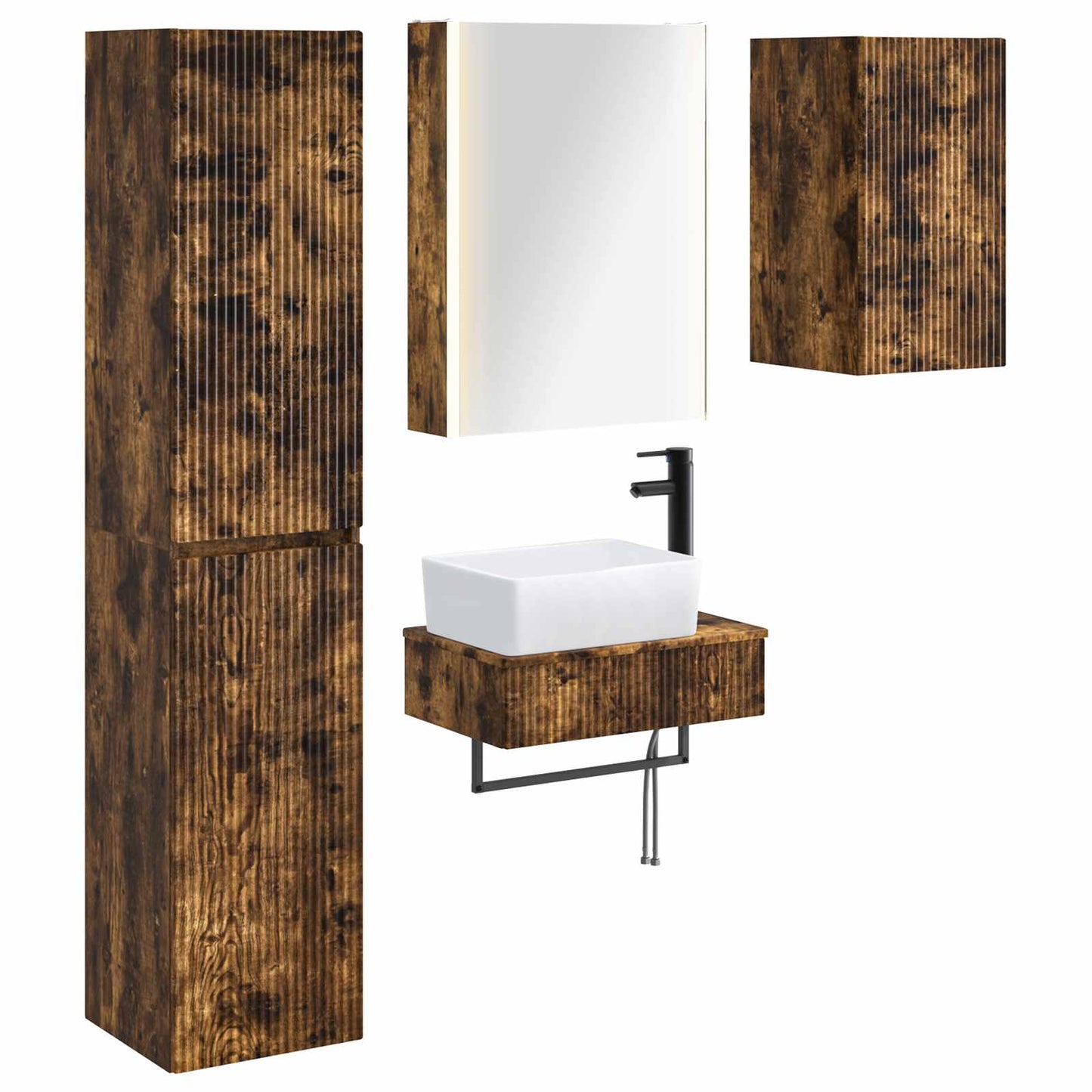 vidaXL Bathroom Furniture Set 5 pcs Smoked Oak