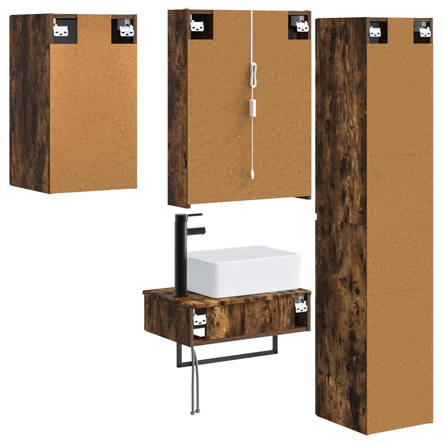 vidaXL Bathroom Furniture Set 5 pcs Smoked Oak