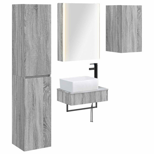 vidaXL Bathroom Furniture Set 5 pcs Grey Sonoma