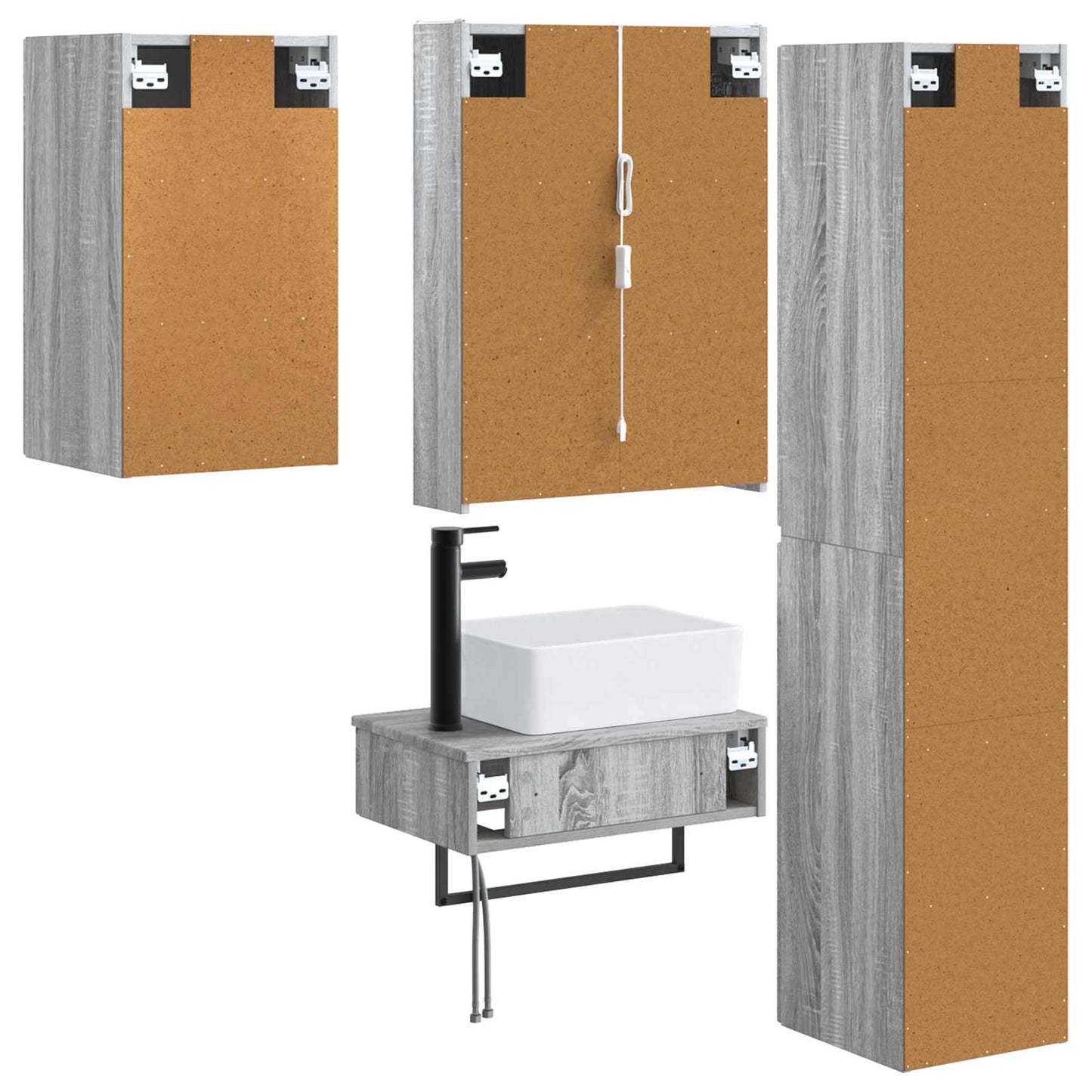 vidaXL Bathroom Furniture Set 5 pcs Grey Sonoma