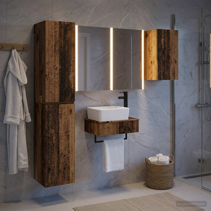 vidaXL Bathroom Furniture Set 5 pcs Old Wood Engineered Wood and Glass