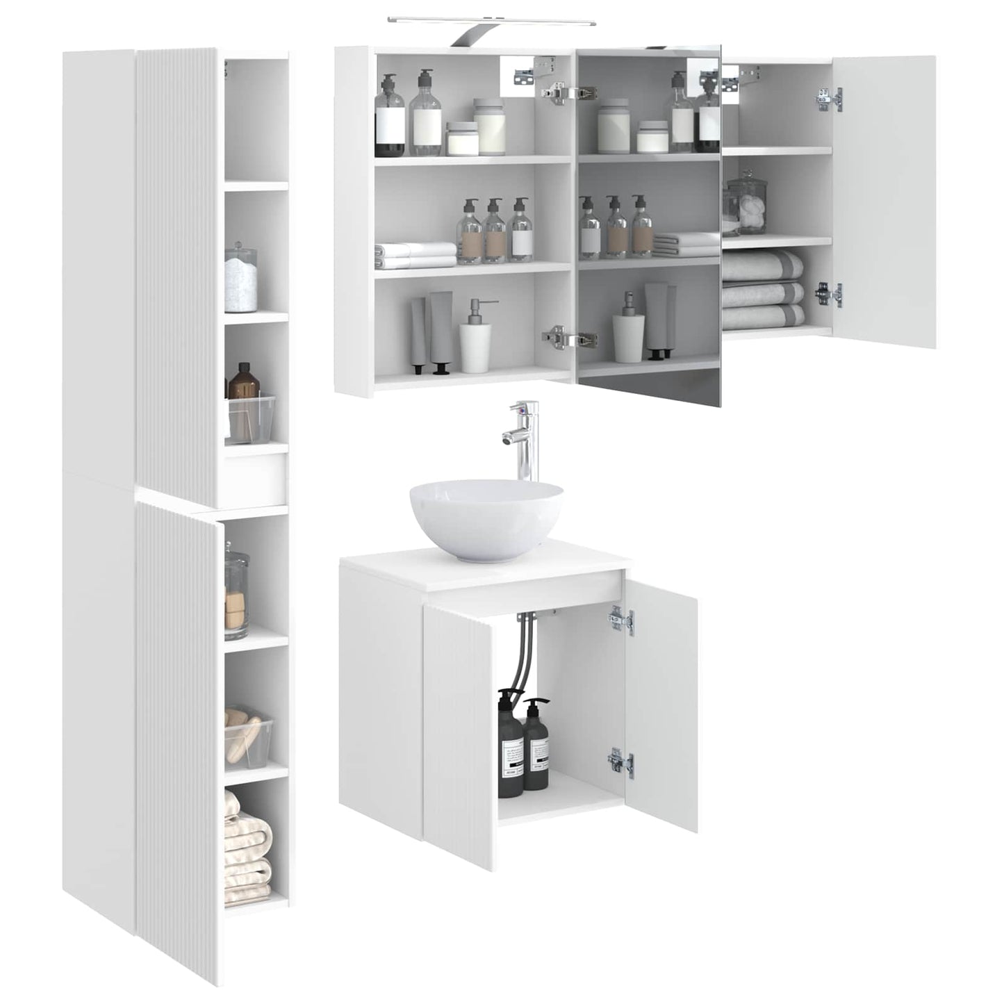 vidaXL Bathroom Cabinet Set 5 pcs White 50 x 14.5 x 70 cm