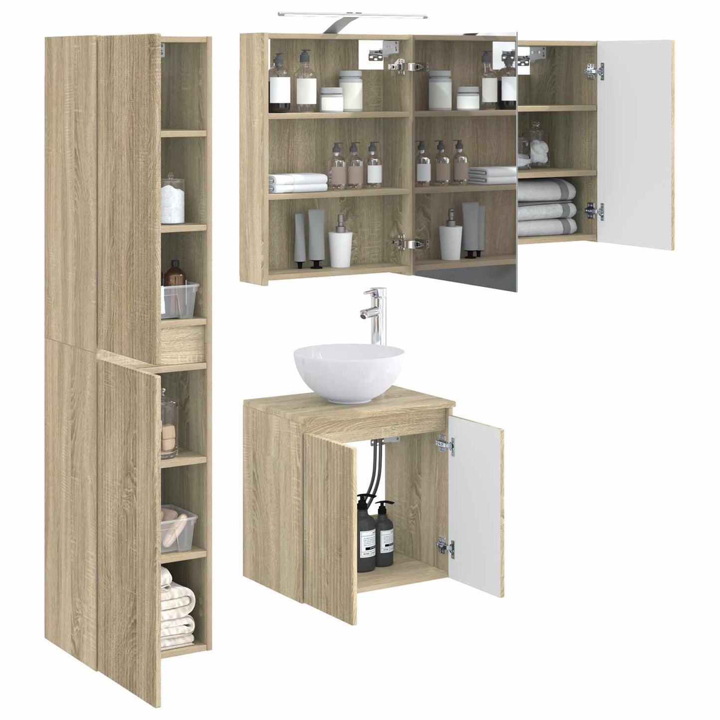 vidaXL Bathroom Cabinet Set 5 pcs Sonoma Oak 50 x 14.5 x 70 cm