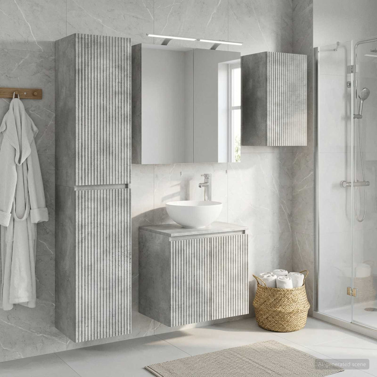 vidaXL Bathroom Cabinet Set 5 pcs Concrete Grey Engineered Wood