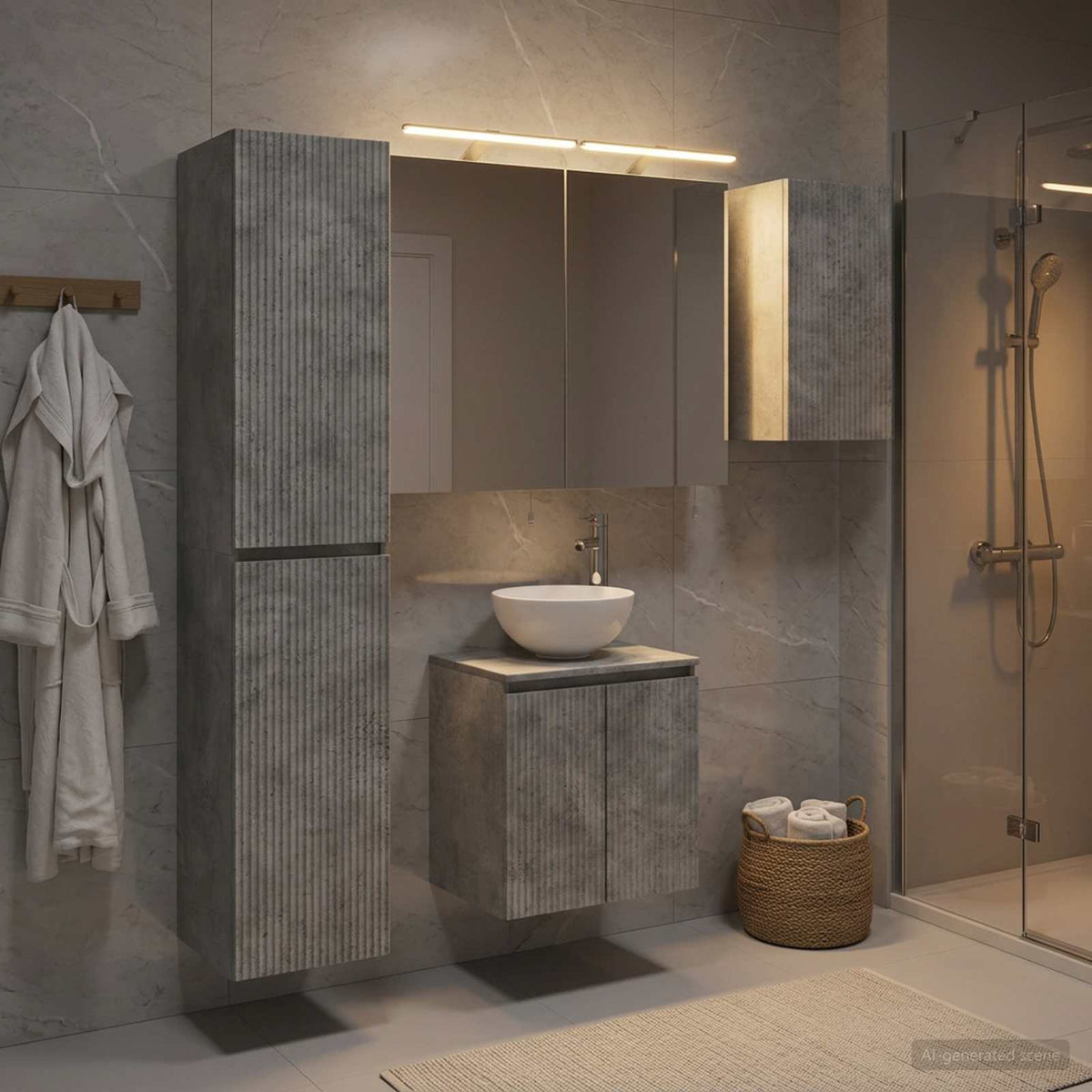 vidaXL Bathroom Cabinet Set 5 pcs Concrete Grey Engineered Wood