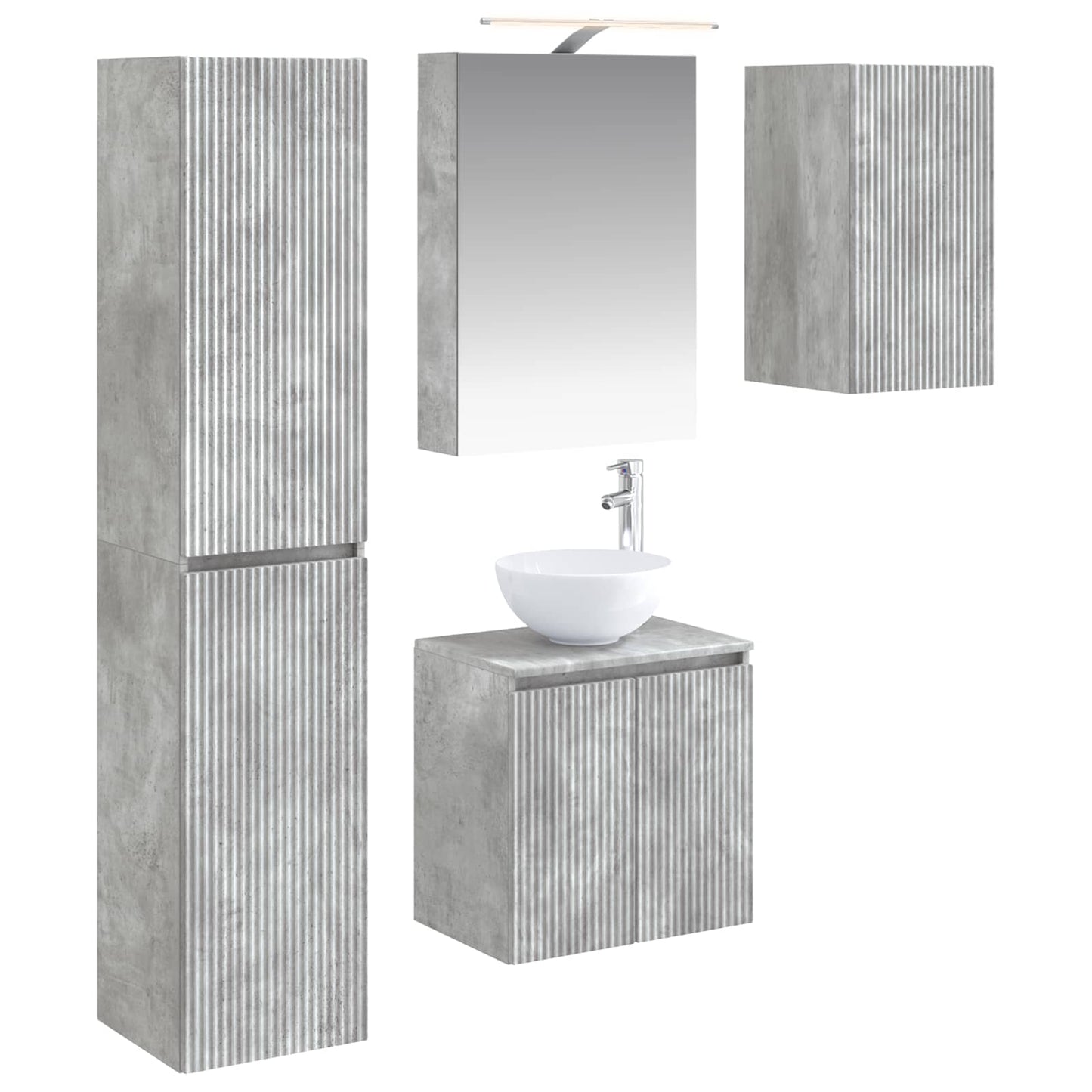 vidaXL Bathroom Cabinet Set 5 pcs Concrete Grey 50 x 14.5 x 70 cm