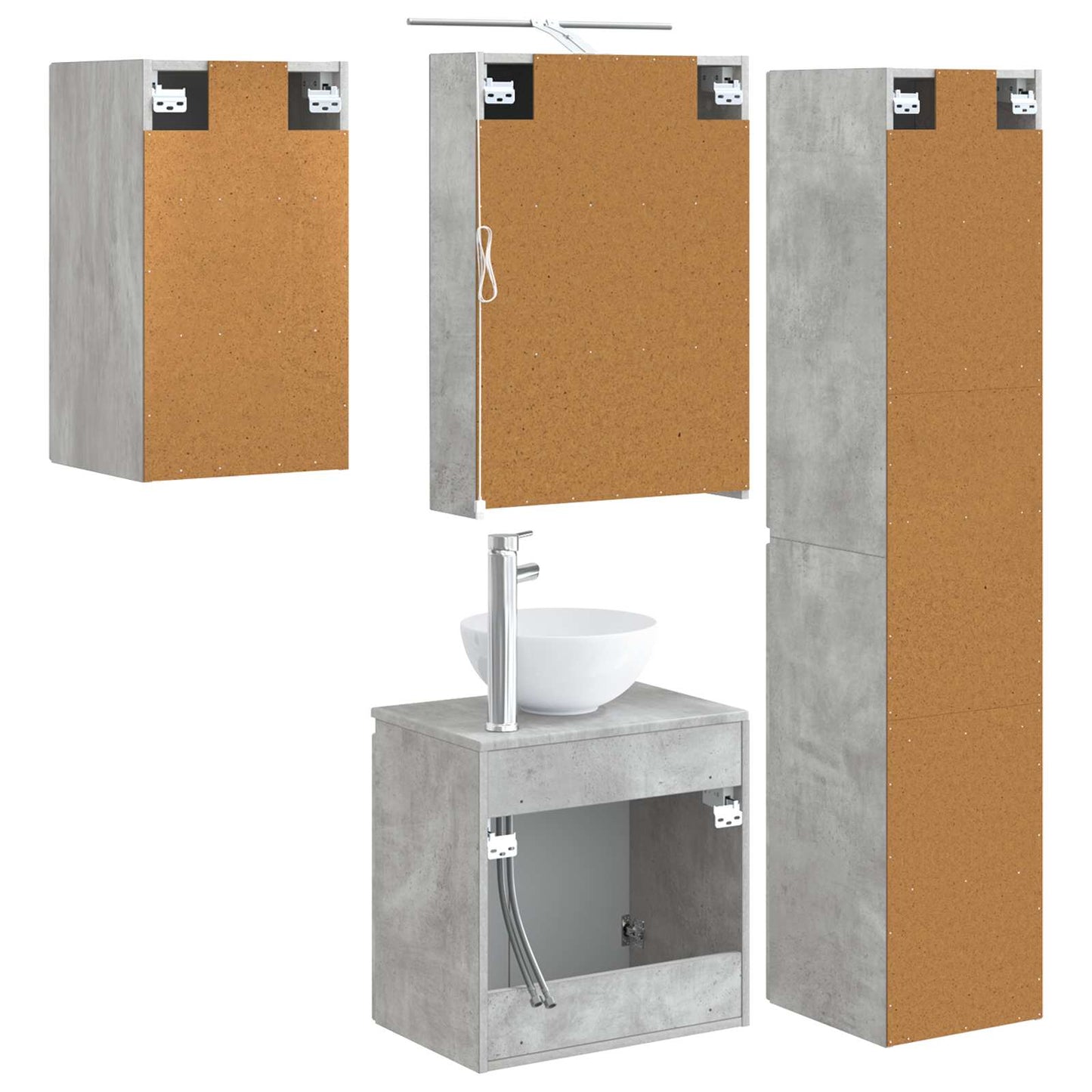 vidaXL Bathroom Cabinet Set 5 pcs Concrete Grey 50 x 14.5 x 70 cm