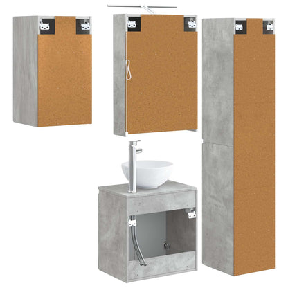 vidaXL Bathroom Cabinet Set 5 pcs Concrete Grey 50 x 14.5 x 70 cm