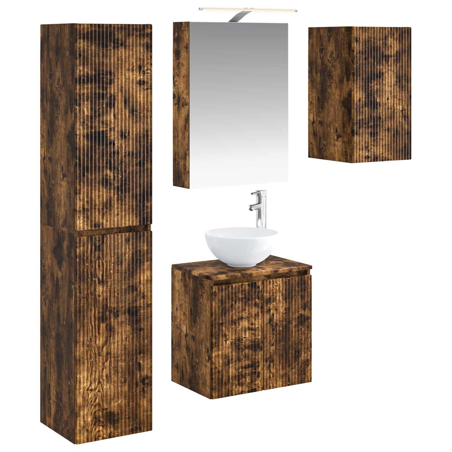 vidaXL Bathroom Cabinet Set 5 pcs Smoked Oak 50 x 14.5 x 70 cm