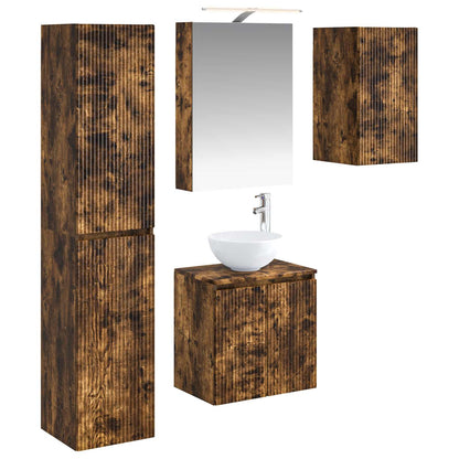 vidaXL Bathroom Cabinet Set 5 pcs Smoked Oak 50 x 14.5 x 70 cm