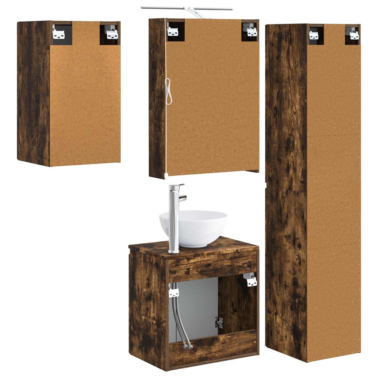vidaXL Bathroom Cabinet Set 5 pcs Smoked Oak 50 x 14.5 x 70 cm