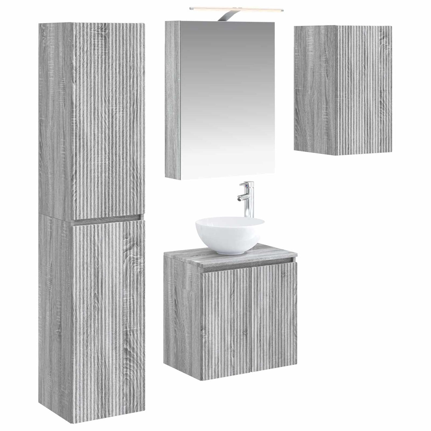vidaXL Bathroom Cabinet Set 5 pcs Grey Sonoma 50 x 14.5 x 70 cm