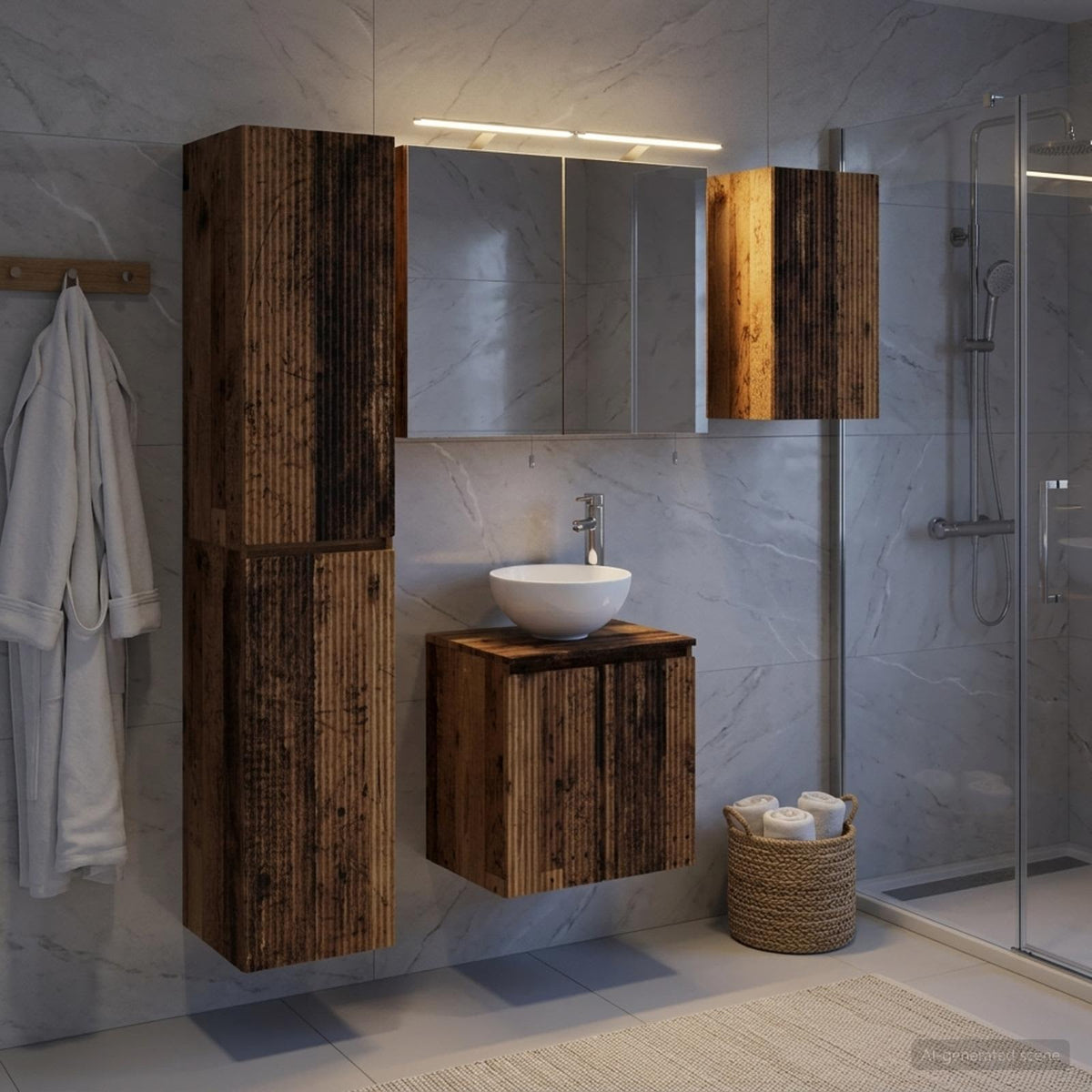 vidaXL Bathroom Cabinet Set 5 pcs Old Wood Engineered Wood