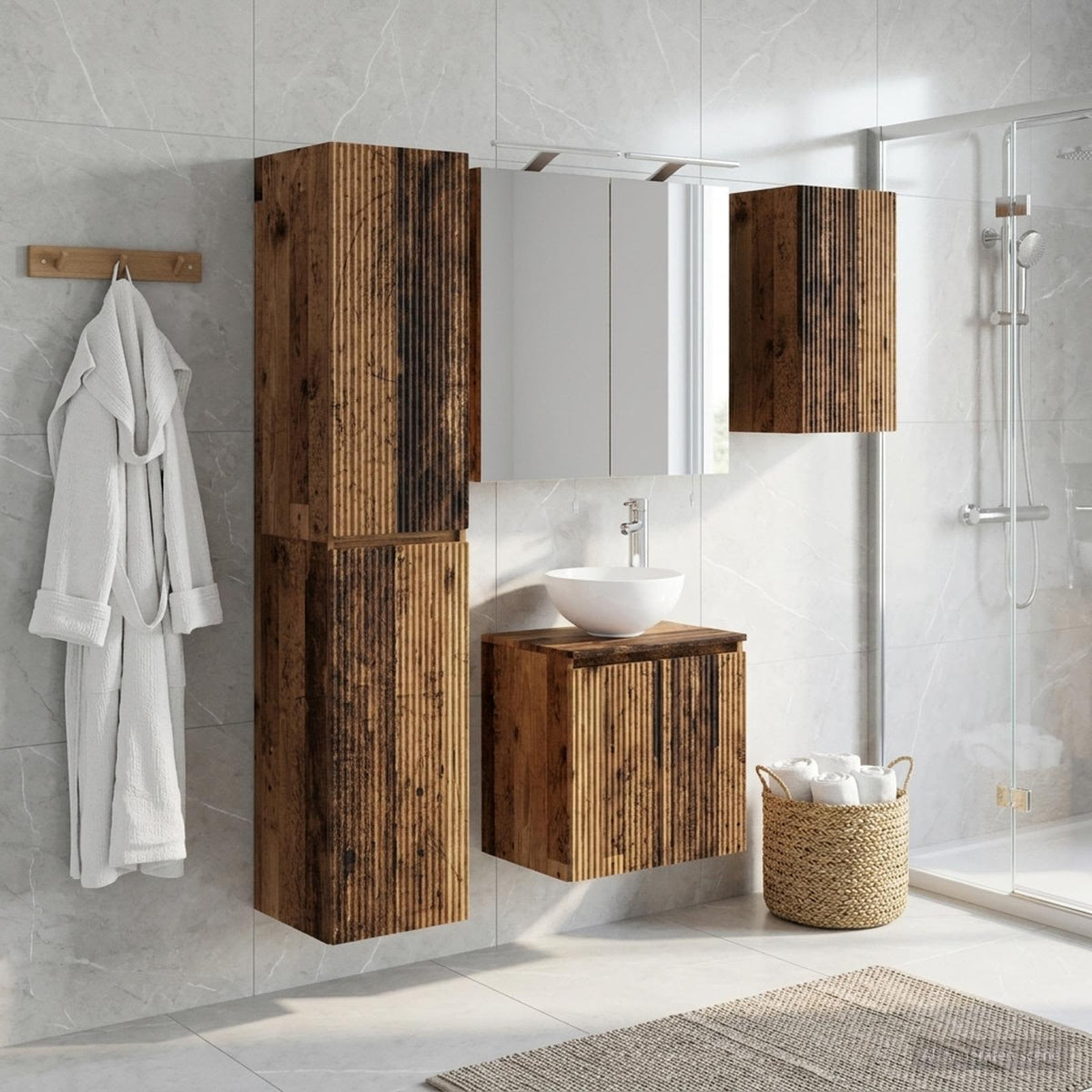vidaXL Bathroom Cabinet Set 5 pcs Old Wood Engineered Wood