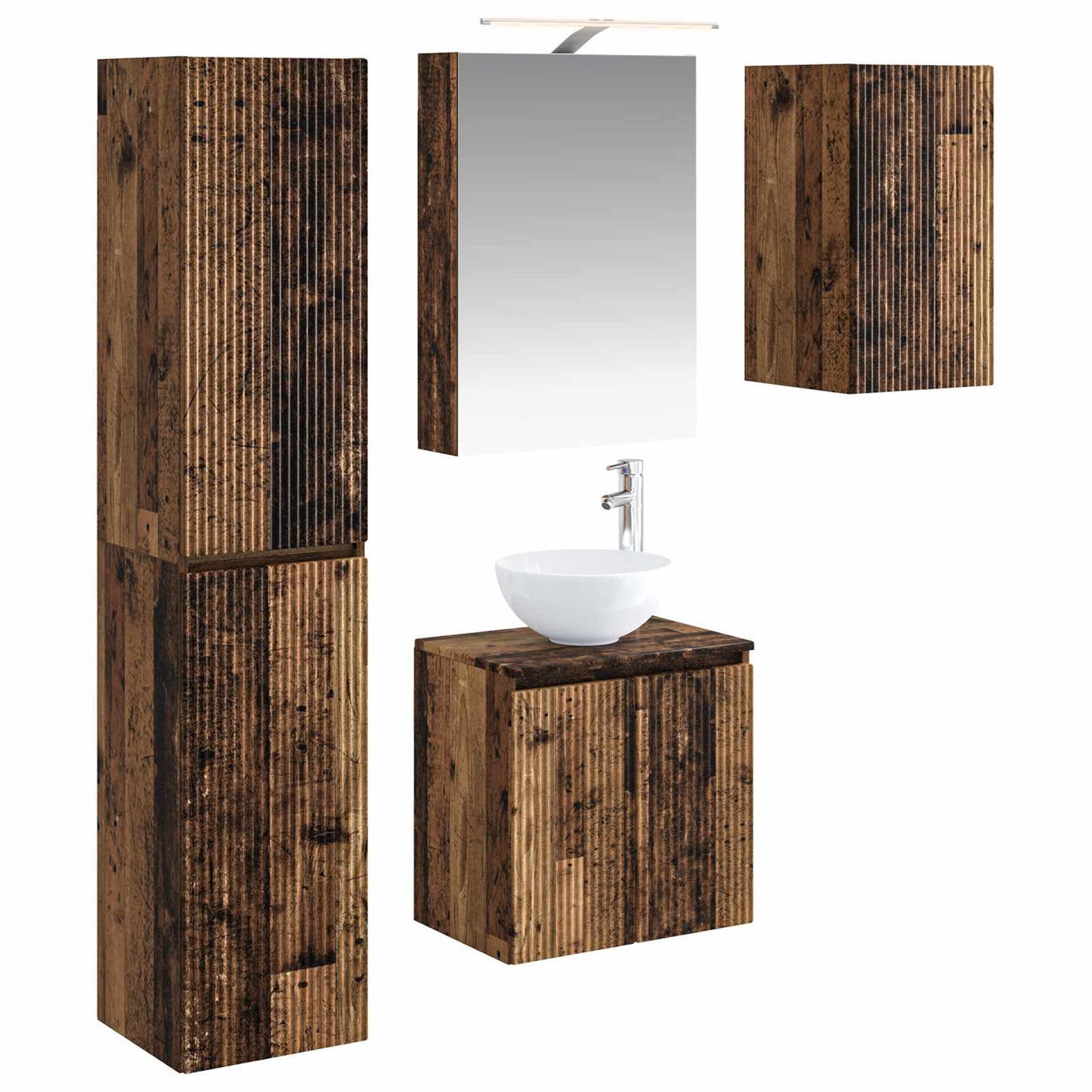 vidaXL Bathroom Cabinet Set 5 pcs Old Wood 50 x 14.5 x 70 cm