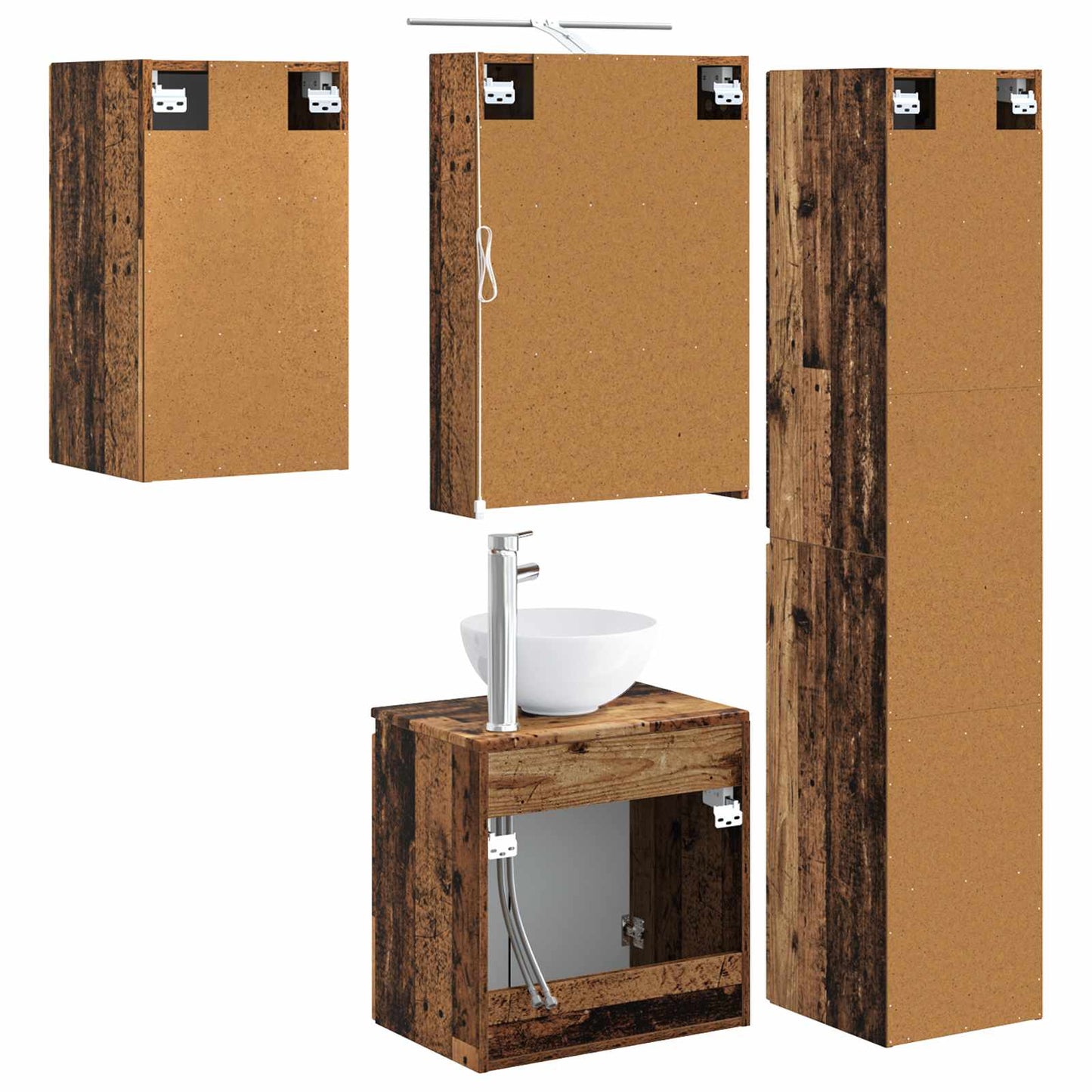 vidaXL Bathroom Cabinet Set 5 pcs Old Wood 50 x 14.5 x 70 cm