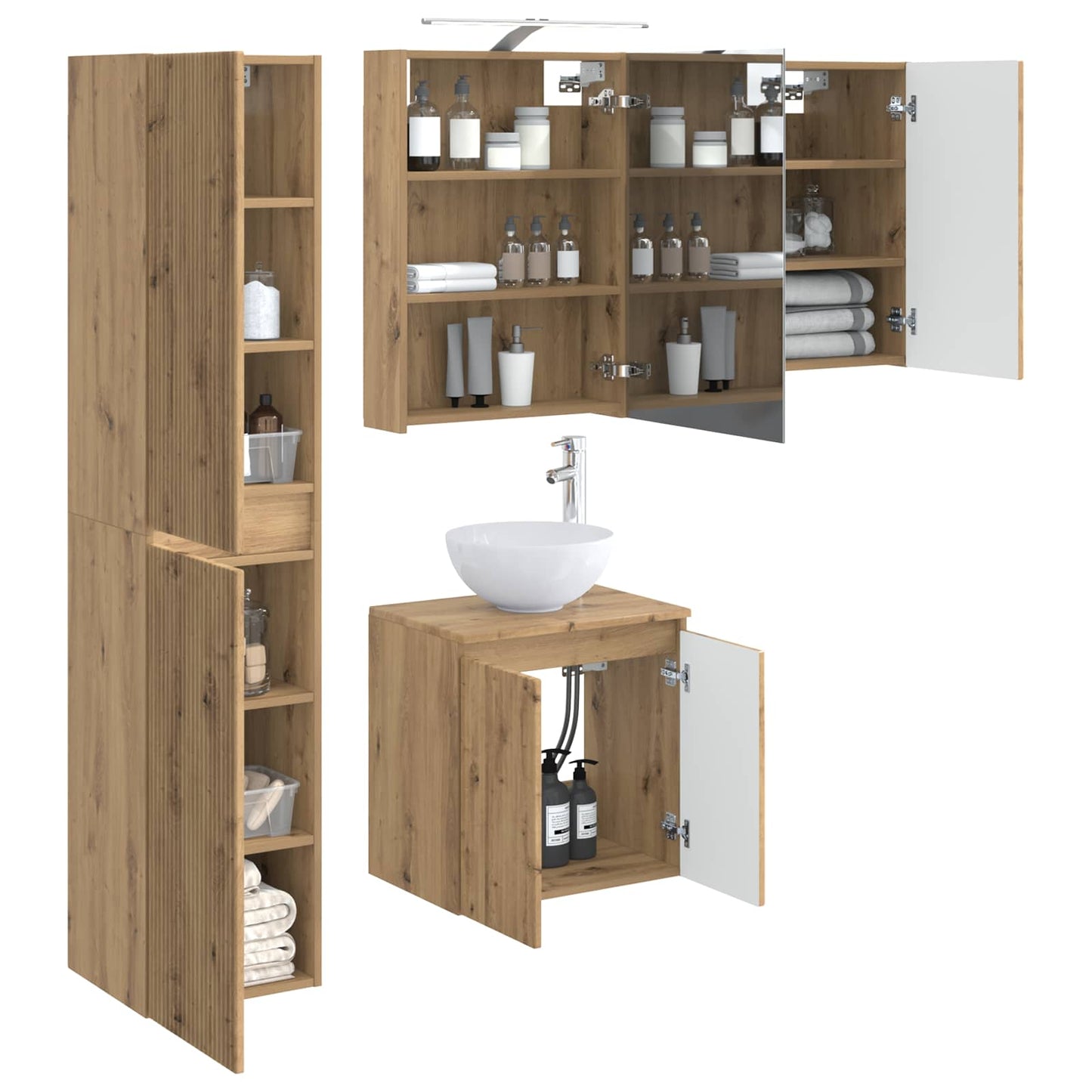 vidaXL Bathroom Cabinet Set 5 pcs Artisan Oak 50 x 14.5 x 70 cm